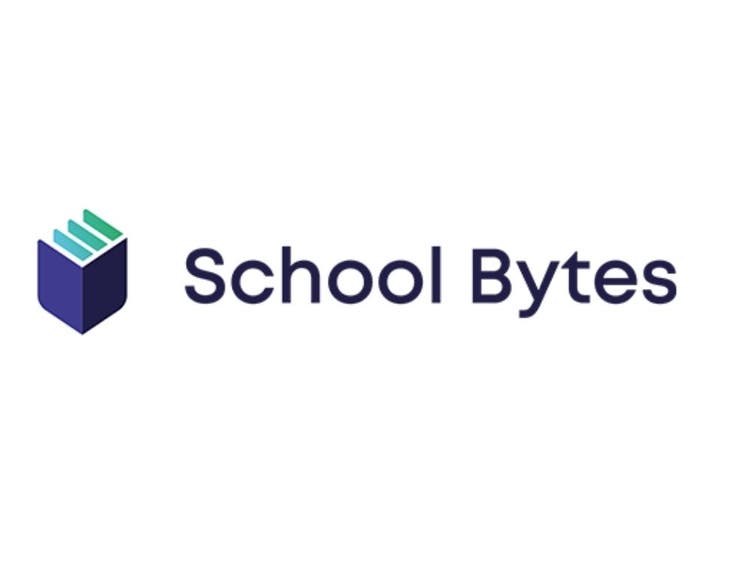 Blue School Bytes logo on white background